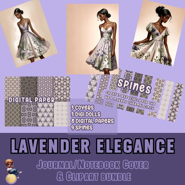 Lavender Elegance Journal/Notebook Cover We R Makers Thermal Cinch Bundle |  PNG | High-Quality PNG | Commercial Use | Instant Download