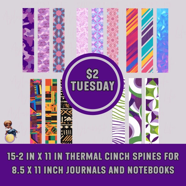 We R Makers Custom 2"x11" Thermal Cinch Spines for Journals - Bundle of 15 | Instant Download| Printable| Book Binding| Custom Designs