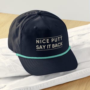 Nice Putt Say It Back Golf Rope Hat – Snapback Cap, Embroidered Golf Hat, Adjustable Golf Cap