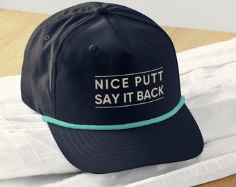 Nice Putt Say It Back Golf Rope Hat – Snapback Cap, Embroidered Golf Hat, Adjustable Golf Cap