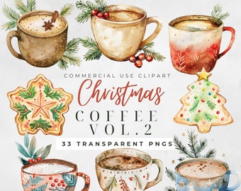Christmas Coffee Cup Clipart Coffee Cup Png Christmas Coffee Png Winter Clipart Watercolor Clipart Christmas Drinks Png Christmas Designs