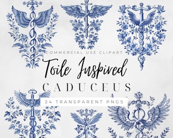 Toile de Jouy clipart blauwe Toile clipart chinoiserie png SVG Franse Toil de Jouy kwekerij clipart arts afstuderen clipart Caduceus clipart