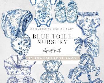 Toile de Jouy Clipart Blue Toile Clipart Chinoiserie png svg French Toil de Jouy Nursery Clipart Baby Shower Clipart Baby Boy Toy Clipart