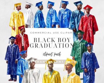 Black Boy Graduation Clipart Graduation Clipart 2024 Graduation Clipart Bundle Graduation Clipart for Boys Graduation Hat Clipart