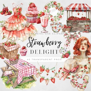 Aquarell Erdbeere Korb Clipart Erdbeere Mädchen Clipart Retro Erdbeere Clipart Erdbeere Limonade Clipart Erdbeere Herz Clipart