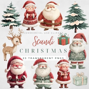 Scandi Santa Clipart Santas Village Clipart Carta a Santa Clipart Rústico Invierno Clipart