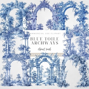 Toile de Jouy clipart blauwe Toile clipart chinoiserie png SVG Franse Toil de Jouy bruiloft bogen clipart tuin boog clipart Boho Arch