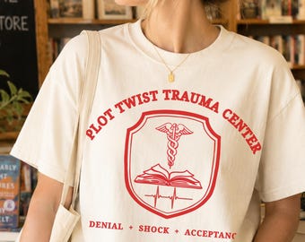 Plot Twist Trauma Center Dark Romance Shirt Romance Books Shirt Morally Grey Dibs on the Villain Book Related Gifts Booktok Merch Library