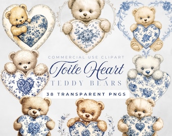 Chinoiserie Valentines Clipart Heart Chinoiserie Toile Clipart Baby Shower For Boy Baby Girl Clipart Teddybear Clipart