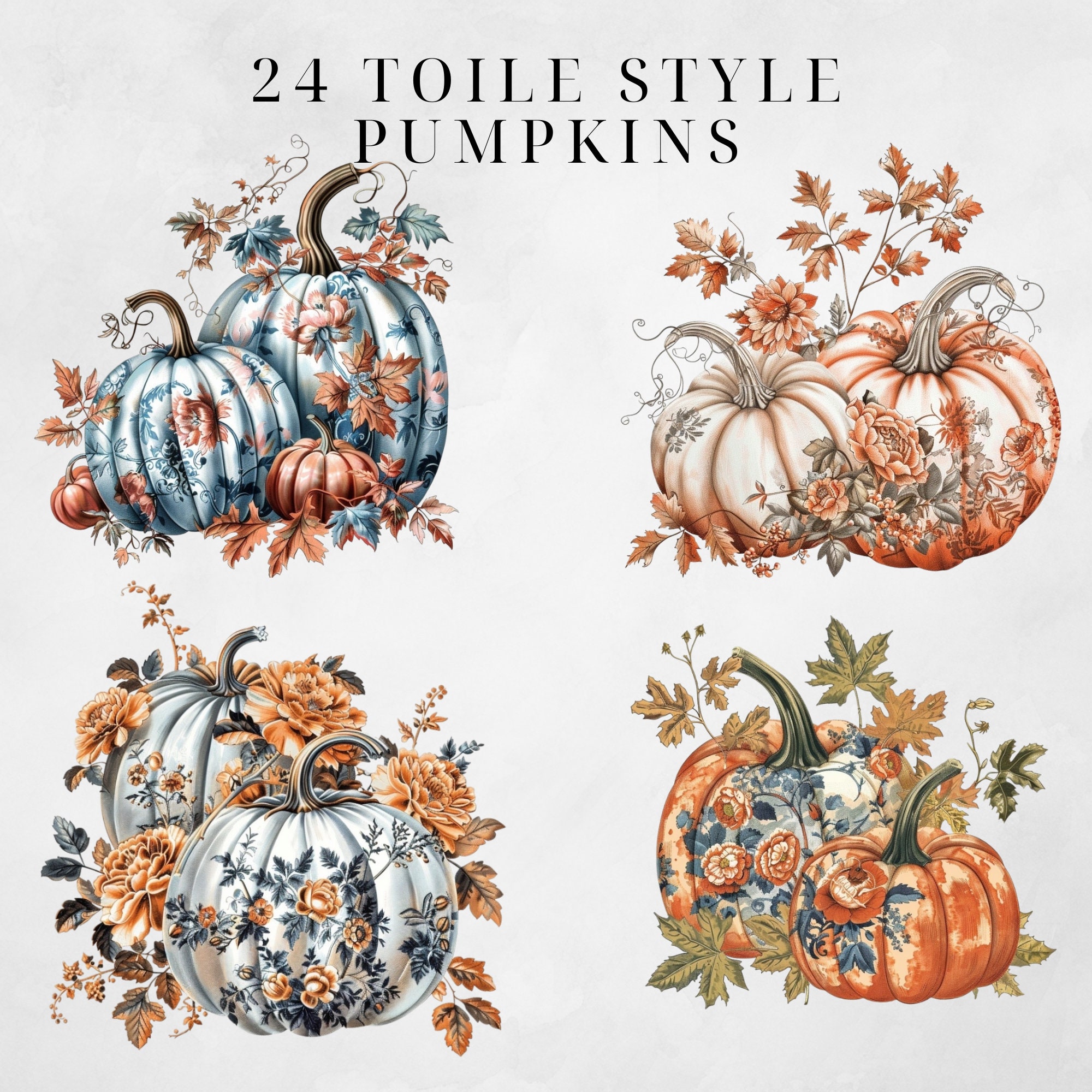Toile Pumpkins Clipart Watercolor Pumpkin Bouquets Clipart Toile De ...