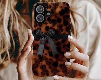 Tortoise Shell Phone Case Boho Tortoise Shell Coquette Tortoise Shell Bow Tortoise Shell Phone Case 12 Mini Iphone Case Animal Print Case