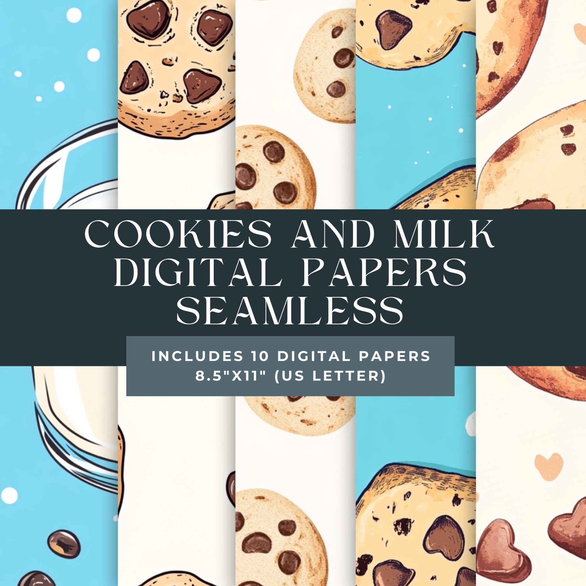 Chocolate Chip Cookie Digital Paper Baking Clipart Craft Digital Paper ...