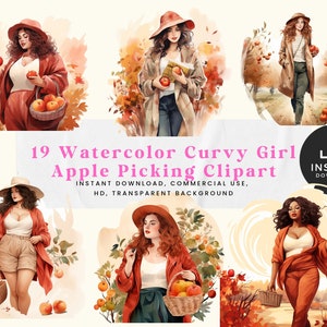 Clipart de menina curvilínea Clipart colheita de maçã Clipart de outono melhores amigos Clipart menina chefe svg moda menina clipart glam clipart beleza clipart