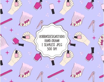 Manicure Seamless Nails Seamless Salon Seamless Spa Self Care Seamless Preppy Seamless Png Girly Preppy Pattern Manicure Clipart Nail Polish