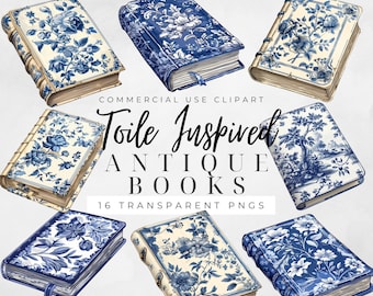 Antique Books Clipart Toile de Jouy Clipart Blue Toile Clipart Princess Book Clipart Chinoiserie png svg French Toil de Jouy Book Worm Clip