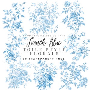Blauwe toile-bloem clipart toile baby shower clipart toile de jouy clipart blauwe toile bloemen clipart blauwe toile de jouy chinoiserie clipart