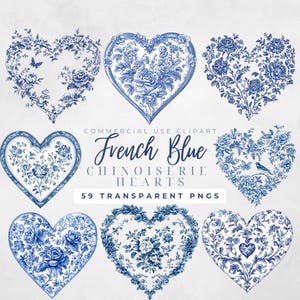 Chinoiserie Valentines clipart hart Chinoiserie roze Toile de Jouy babyshower blauwe toile bloemen roze toile Grandmillenial Valentijn hart