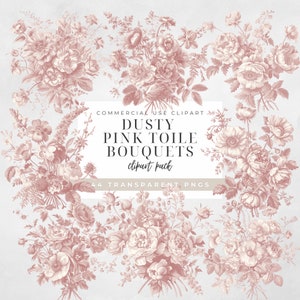 Roze toile clipart blauwe toile bloem clipart blauwe bloem clipart toile de jouy clipart blauwe toile clipart chinoiserie png SVG Franse Toile de Jouy clipart