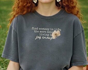 Camiseta de Emily Dickinson de la Academia romántica Joy Enough, camiseta de poeta Booktrovert de Librariancore, camiseta de literatura Dark Light Academia