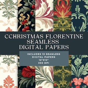 Florentine Paper Digital Florentine Paper Pack Florentine Paper Printable Florentine Paper Digital Download Traditional Christmas Digital