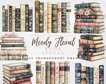 Book Spines Clipart Vintage Book Spines Ornate Book Spines Book Border Clipart Shabby Chic Book Clipart Book Worm Stacked Books Story Book