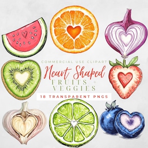Valentine Fruit Heart Clipart Locally Drown Clipart Aquarela Frutas E Vegetais Abstratos Fruta Dia Dos Namorados Png Coração Em Forma De Frutas