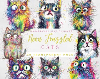 Frazzled Cat Clipart Quirky Cat Clipart Funny Cat Clipart Quirky Cat Clip Art Cartoon Cat Png Quirky Cats Png Whimsical Clipart