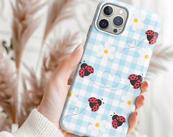 Marienkäfer Handytasche Handytasche Gingham Blau Gingham Handytasche Daisy Handytasche Insekt Handytasche Iphone 16 Pro Hülle Iphone 15 Pro rot Marienkäfer Kokette Telefon
