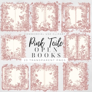Toile rosa Clipart Livros de verão Clipart Toile de Jouy Clipart Toile azul Clipart Princesa Livro Clipart Chinoiserie png Francês Toile de Jouy