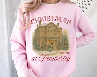 Sudadera navideña de Pemberley, Orgullo y prejuicio, Regalos de Jane Austen, Camiseta de Jane Austen, Sociedad de la coma de Oxford