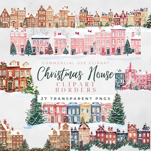 Cozy Christmas house clipart