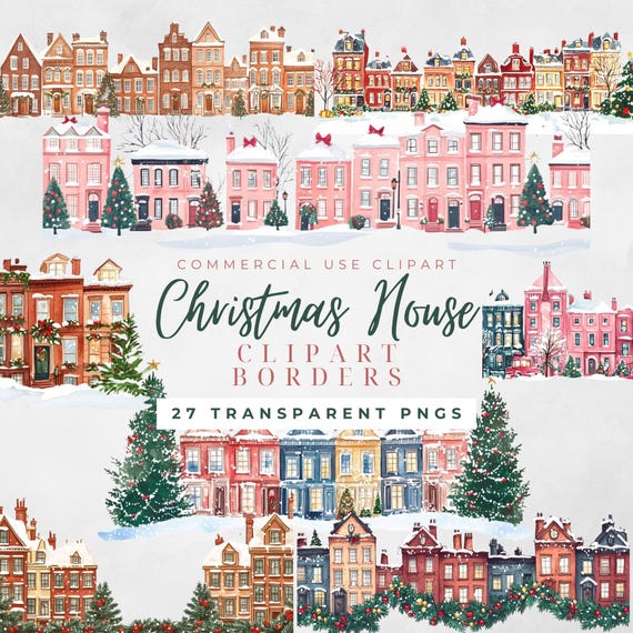 Christmas House Clipart Border Winter Clipart Christmas Houses Png Christmas Border Png Cozy Christmas Winter Home Border Christmas Village