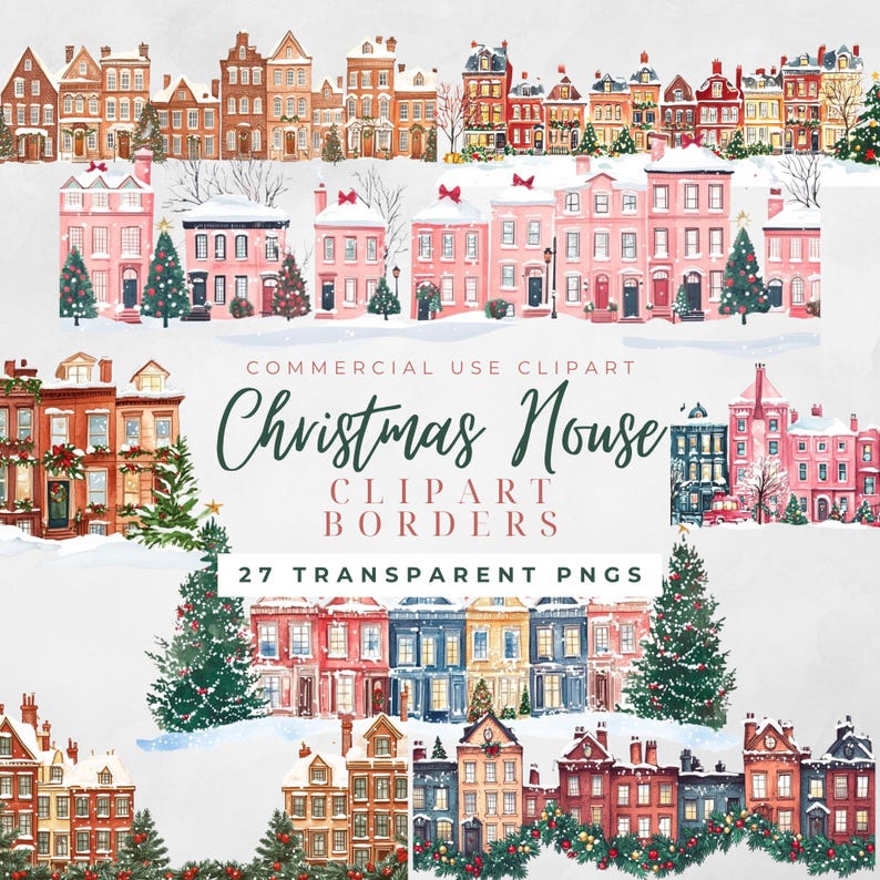 Cozy Christmas house clipart