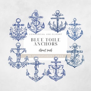 Toile de Jouy Clipart toile bleue Clipart Chinoiserie png svg Français Toil de Jouy ancre Clipart Clipart nautique lac Clipart ancre de mer SVG