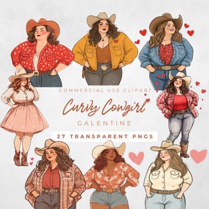 Valentine cowgirl clipart curvy vrouwen winter clipart curvy cowgirl Boho cowgirl Afro-Amerikaanse cowgirl roze cowgirl hoed mode meisje