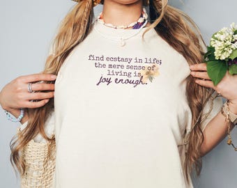 Camiseta de Emily Dickinson de la Academia romántica Joy Enough, camiseta de poeta Booktrovert de Librariancore, camiseta de literatura Dark Light Academia