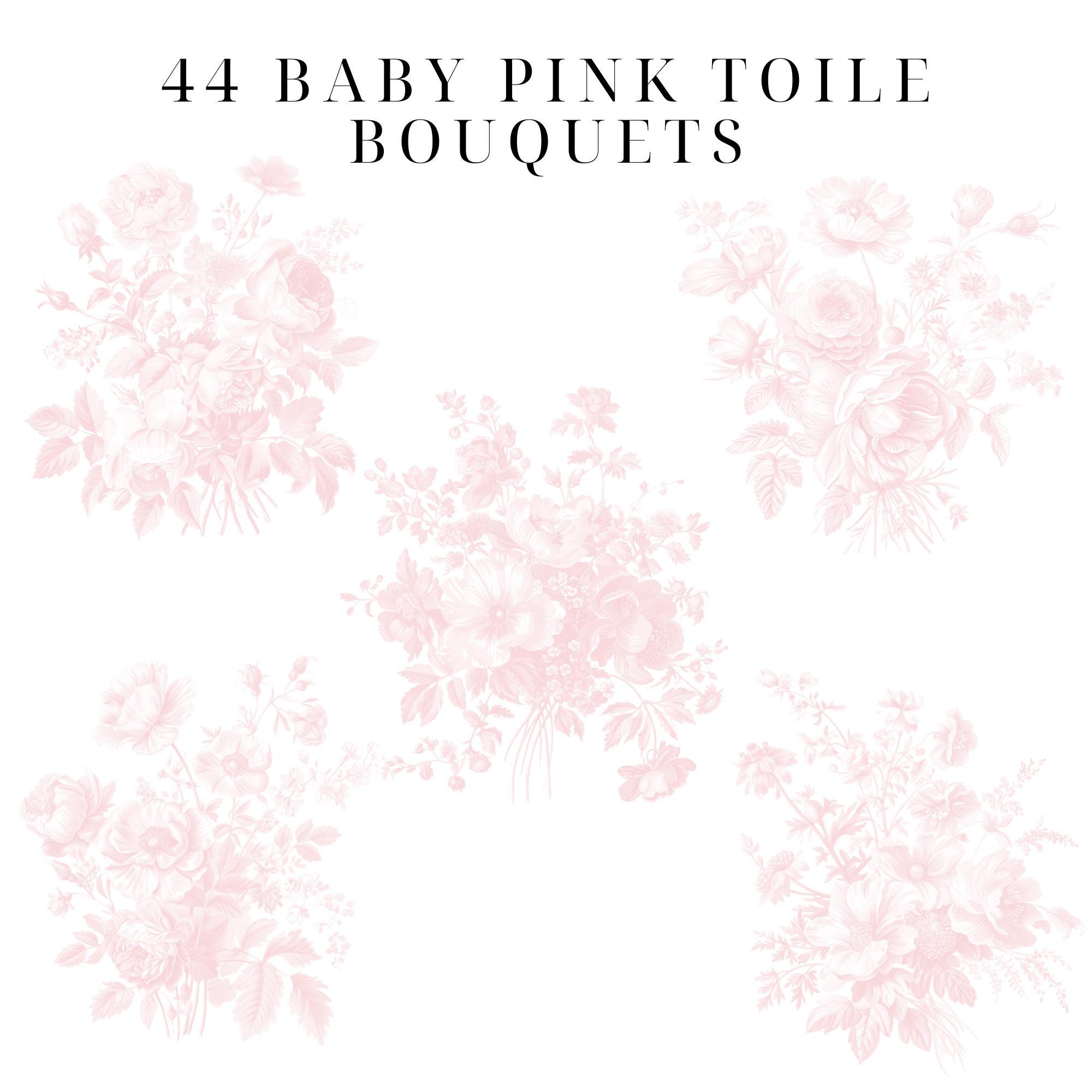 Pink Toile Clipart Blue Toile Flower Clipart Blue Flower Clipart Toile ...