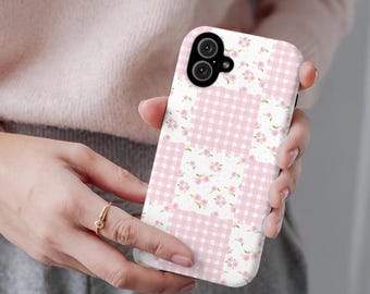 Patchwork Quilt Style Phone Case Quilt Pattern Phone Case Floral Phone Case Patchwork Phone Case Coquette Phone Grandmillenial iphone 16