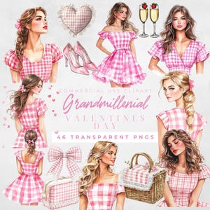Grandmillenial Valentine Clipart Old Money Aesthetic Grandmillenial Watercolor Png Preppy Valentines Chinoiserie Heart Gingham Bow Clipart
