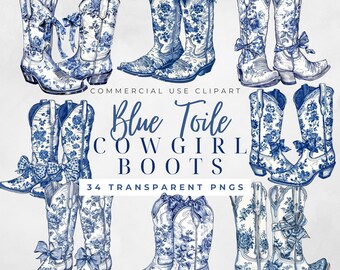 Cowgirl Bachelorette Clipart Toile de Jouy Clipart Coquette Cowgirl Clipart Blue Toile Clipart Cowgirl Boots And Flowers Chinoiserie png