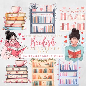 Valentine Bookish Clipart Buchrücken Clipart Mädchen beim Lesen Lila nur ein Mädchen, das Bücher Bücher Tee liebt, Frauen, die Buch lesen Shabby Chic-Buch