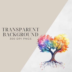 Watercolor Tree With Roots Clipart Heart Shaped Tree Tree and Roots Oak ...