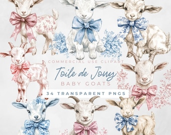 Baby Goat Clipart Show Goat Clipart Farm Clipart Goat Chicken Duck Toile Baby Shower Toile De Jouy Pink Baby Blue Toile Nursery Decor