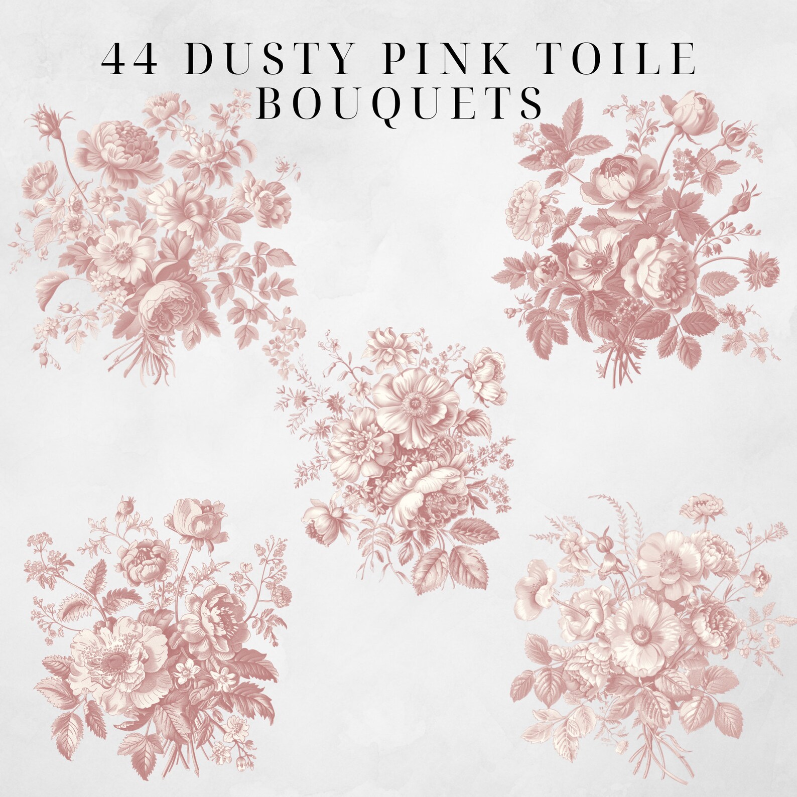 Pink Toile Clipart Blue Toile Flower Clipart Blue Flower Clipart Toile ...