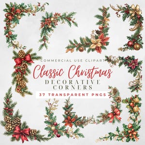 Clipart di bordo d'angolo di Natale Bordo di agrifoglio di Natale Bordo di verde di Natale Bordo d'angolo Png Cornice di Natale Png Agrifoglio Poinsetta
