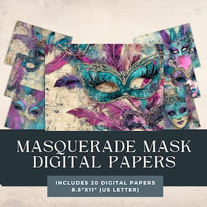 Maskerade Maske Junk Journal Papier Maskerade Junk-Journal Junk Journal Kit Junk-Journal Seiten Scrapbooking Papier Printable Journal Ephemera