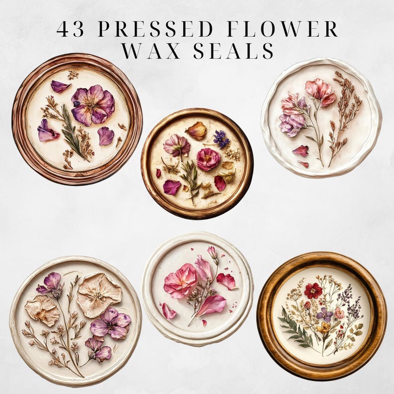 Wax Seal Clipart Pressed Flowers Clipart Wax Seal Png Wax Seal Stamp Wax Seal Clip Envelope Seal Wax Seal Digital Regency Victorian Ephemera image 4