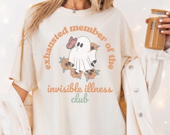 Miembro agotado del Club de Enfermedades Invisibles Camiseta de Enfermedad Crónica Camisetas Spoonie que se endurecen Camiseta extrañamente específica Síndrome POTS eds SOP