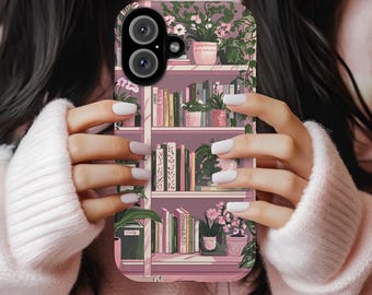 Funda para teléfono con estantería Funda para iPhone con estantería Un capítulo más Funda para teléfono para amantes de los libros Funda para teléfono para mujer Dark Academia Funda para teléfono con libro Floral Book