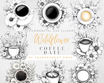 Floral Coffee Cup Clipart Floral Coffee Clipart Bundle Set Coffee Lover Png Coffee Cart Clipart Coffee Themed Clipart Boho Coffee Clipart